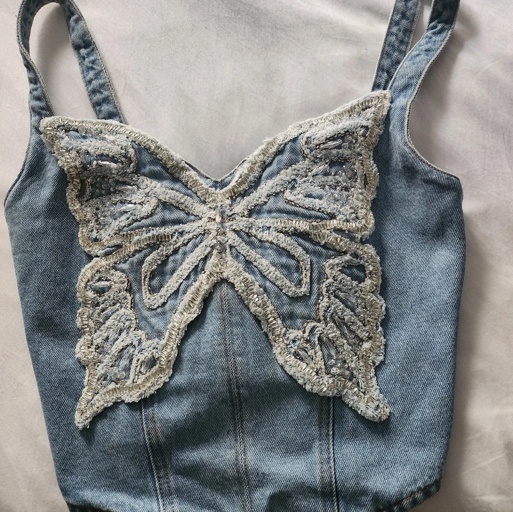 NEW PatBO Camila Coelho Denim Top - Picture 9 of 14